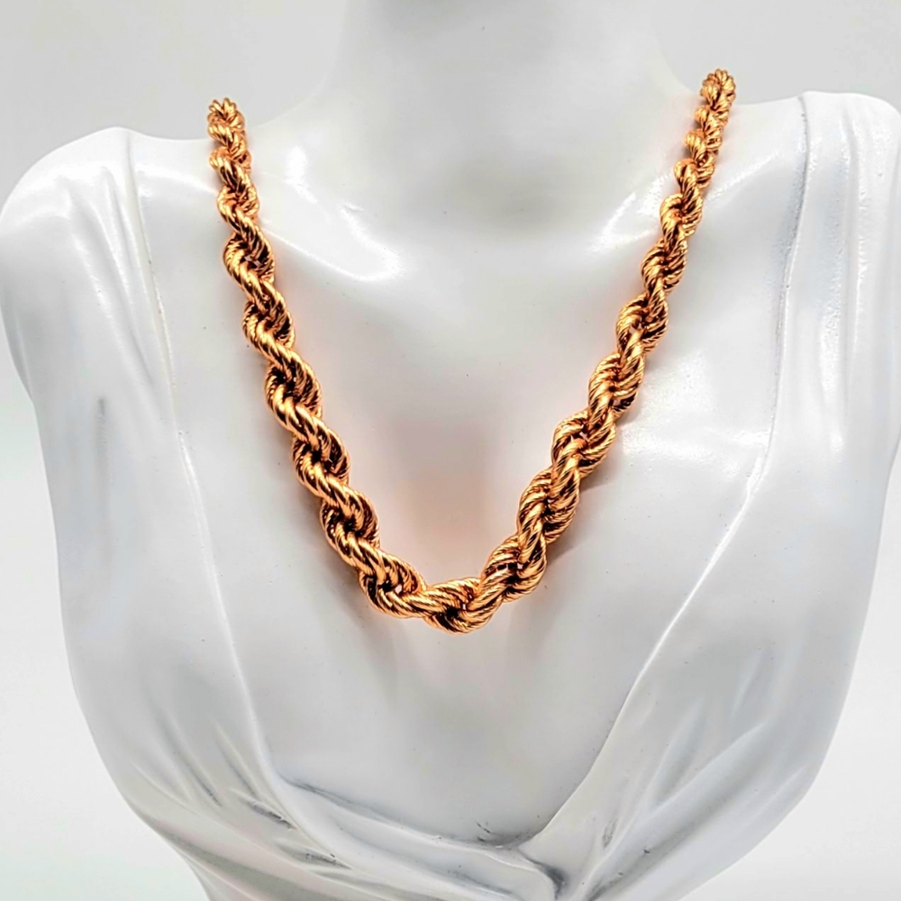 Bronzo Italia Rose Gold Chunky Graduated Rope Chain Statement Necklace